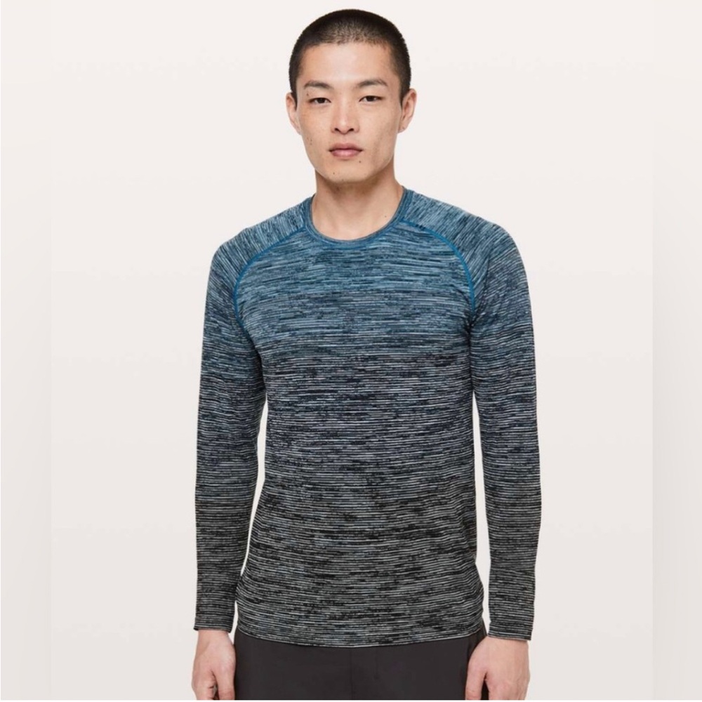 Men's Metal Vent Tech Blue Black Long Sleeve Shirt